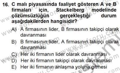 Sanayi Ekonomisi Dersi 2014 - 2015 Yılı (Final) Dönem Sonu Sınav Soruları 16. Soru