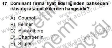 Sanayi Ekonomisi Dersi 2014 - 2015 Yılı (Final) Dönem Sonu Sınav Soruları 17. Soru