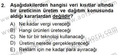 Sanayi Ekonomisi Dersi 2014 - 2015 Yılı (Final) Dönem Sonu Sınav Soruları 2. Soru