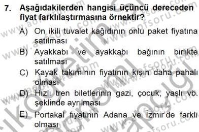 Sanayi Ekonomisi Dersi 2014 - 2015 Yılı (Final) Dönem Sonu Sınavı 7. Soru