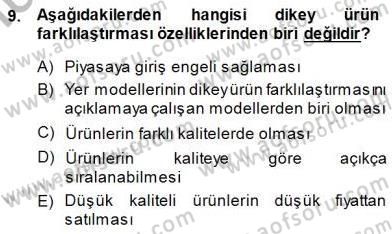 Sanayi Ekonomisi Dersi 2014 - 2015 Yılı (Final) Dönem Sonu Sınav Soruları 9. Soru