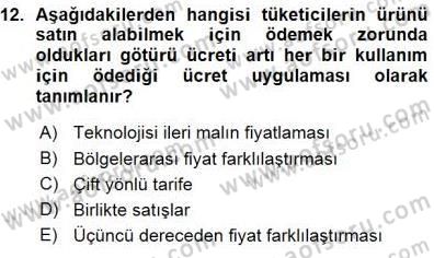 Sanayi Ekonomisi Dersi 2015 - 2016 Yılı (Vize) Ara Sınav Soruları 12. Soru