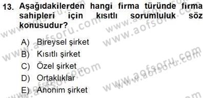 Sanayi Ekonomisi Dersi 2015 - 2016 Yılı (Vize) Ara Sınav Soruları 13. Soru