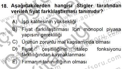 Sanayi Ekonomisi Dersi 2015 - 2016 Yılı (Vize) Ara Sınav Soruları 18. Soru