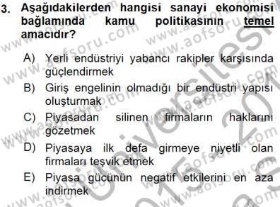 Sanayi Ekonomisi Dersi 2015 - 2016 Yılı (Vize) Ara Sınav Soruları 3. Soru