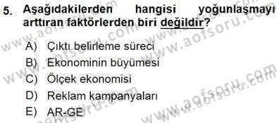 Sanayi Ekonomisi Dersi 2015 - 2016 Yılı (Vize) Ara Sınav Soruları 5. Soru