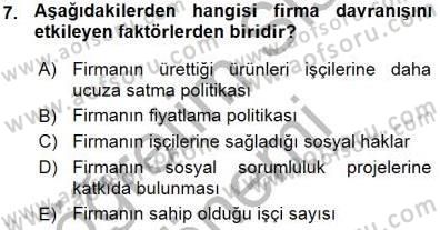 Sanayi Ekonomisi Dersi 2015 - 2016 Yılı (Vize) Ara Sınav Soruları 7. Soru