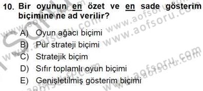 Sanayi Ekonomisi Dersi 2015 - 2016 Yılı (Final) Dönem Sonu Sınav Soruları 10. Soru