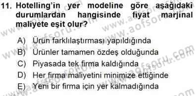 Sanayi Ekonomisi Dersi 2015 - 2016 Yılı (Final) Dönem Sonu Sınav Soruları 11. Soru