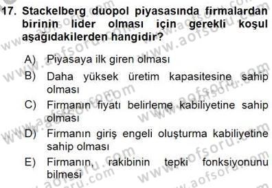 Sanayi Ekonomisi Dersi 2015 - 2016 Yılı (Final) Dönem Sonu Sınav Soruları 17. Soru