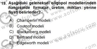 Sanayi Ekonomisi Dersi 2015 - 2016 Yılı (Final) Dönem Sonu Sınav Soruları 19. Soru