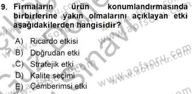 Sanayi Ekonomisi Dersi 2015 - 2016 Yılı (Final) Dönem Sonu Sınav Soruları 9. Soru