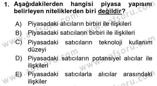 Sanayi Ekonomisi Dersi 2016 - 2017 Yılı 3 Ders Sınav Soruları 1. Soru