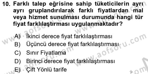 Sanayi Ekonomisi Dersi 2016 - 2017 Yılı 3 Ders Sınav Soruları 10. Soru