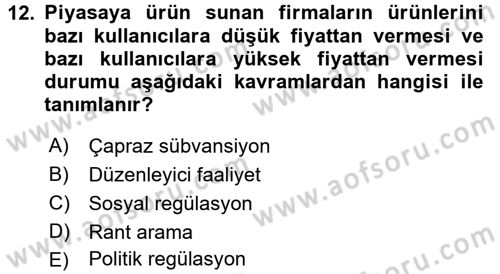 Sanayi Ekonomisi Dersi 2016 - 2017 Yılı 3 Ders Sınav Soruları 12. Soru