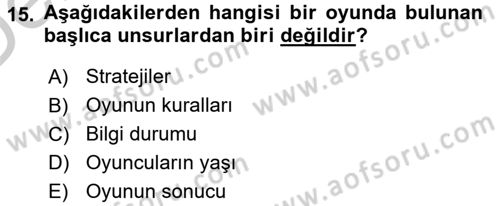 Sanayi Ekonomisi Dersi 2016 - 2017 Yılı 3 Ders Sınav Soruları 15. Soru