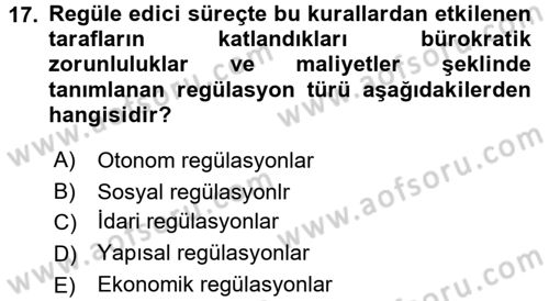 Sanayi Ekonomisi Dersi 2016 - 2017 Yılı 3 Ders Sınav Soruları 17. Soru