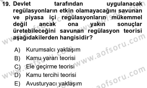 Sanayi Ekonomisi Dersi 2016 - 2017 Yılı 3 Ders Sınav Soruları 19. Soru