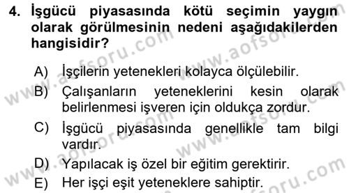 Sanayi Ekonomisi Dersi 2016 - 2017 Yılı 3 Ders Sınav Soruları 4. Soru