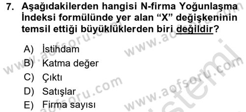 Sanayi Ekonomisi Dersi 2016 - 2017 Yılı (Vize) Ara Sınav Soruları 7. Soru
