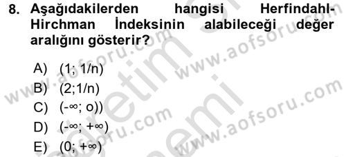 Sanayi Ekonomisi Dersi 2016 - 2017 Yılı (Vize) Ara Sınav Soruları 8. Soru