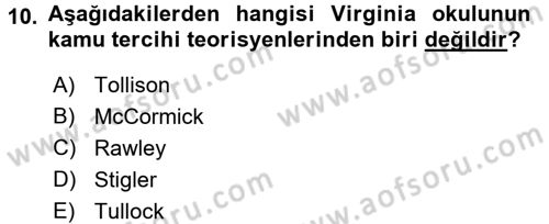 Sanayi Ekonomisi Dersi 2016 - 2017 Yılı (Final) Dönem Sonu Sınav Soruları 10. Soru