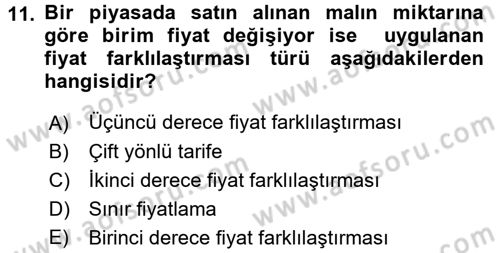 Sanayi Ekonomisi Dersi 2016 - 2017 Yılı (Final) Dönem Sonu Sınav Soruları 11. Soru