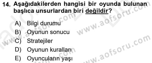 Sanayi Ekonomisi Dersi 2016 - 2017 Yılı (Final) Dönem Sonu Sınav Soruları 14. Soru