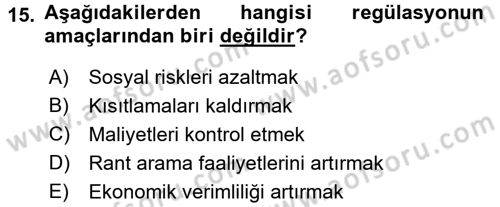 Sanayi Ekonomisi Dersi 2016 - 2017 Yılı (Final) Dönem Sonu Sınav Soruları 15. Soru