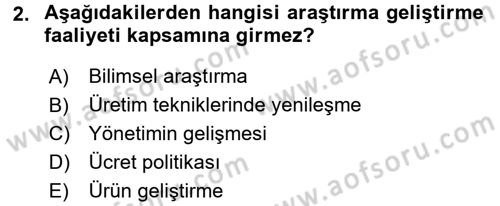 Sanayi Ekonomisi Dersi 2016 - 2017 Yılı (Final) Dönem Sonu Sınav Soruları 2. Soru