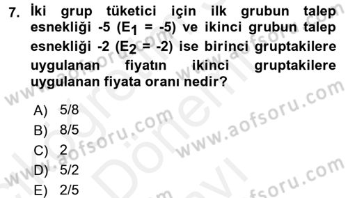 Sanayi Ekonomisi Dersi 2016 - 2017 Yılı (Final) Dönem Sonu Sınav Soruları 7. Soru