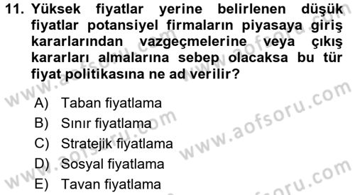 Sanayi Ekonomisi Dersi 2017 - 2018 Yılı 3 Ders Sınav Soruları 11. Soru