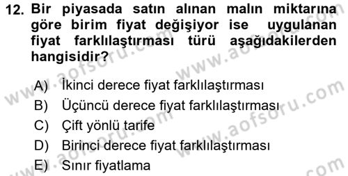 Sanayi Ekonomisi Dersi 2017 - 2018 Yılı 3 Ders Sınav Soruları 12. Soru