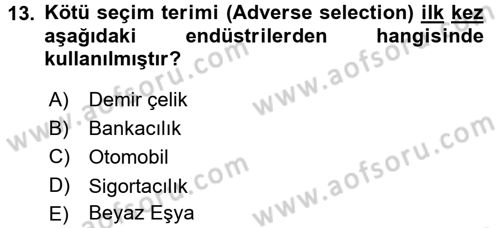 Sanayi Ekonomisi Dersi 2017 - 2018 Yılı 3 Ders Sınav Soruları 13. Soru