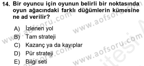 Sanayi Ekonomisi Dersi 2017 - 2018 Yılı 3 Ders Sınav Soruları 14. Soru