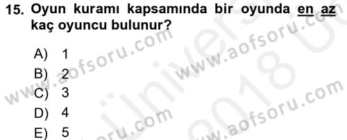Sanayi Ekonomisi Dersi 2017 - 2018 Yılı 3 Ders Sınav Soruları 15. Soru