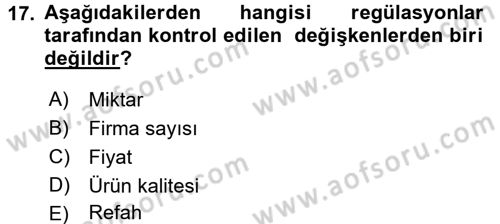 Sanayi Ekonomisi Dersi 2017 - 2018 Yılı 3 Ders Sınav Soruları 17. Soru