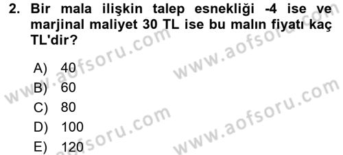 Sanayi Ekonomisi Dersi 2017 - 2018 Yılı 3 Ders Sınav Soruları 2. Soru