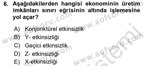 Sanayi Ekonomisi Dersi 2017 - 2018 Yılı (Vize) Ara Sınav Soruları 6. Soru