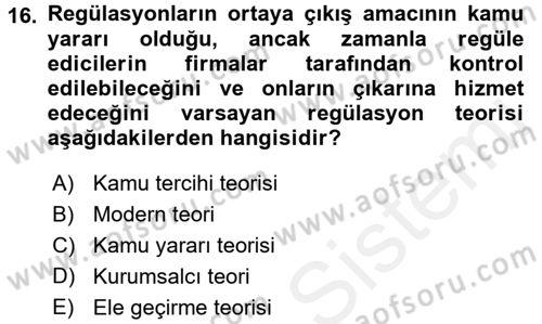 Sanayi Ekonomisi Dersi 2017 - 2018 Yılı (Final) Dönem Sonu Sınav Soruları 16. Soru