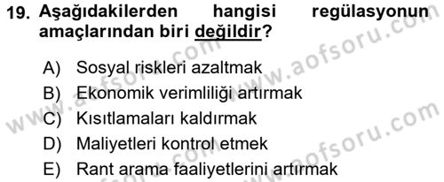 Sanayi Ekonomisi Dersi 2017 - 2018 Yılı (Final) Dönem Sonu Sınav Soruları 19. Soru