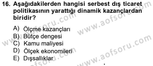 Uluslararası İktisat Politikası Dersi 2012 - 2013 Yılı (Vize) Ara Sınav Soruları 16. Soru