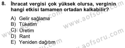 Uluslararası İktisat Politikası Dersi 2012 - 2013 Yılı (Vize) Ara Sınav Soruları 8. Soru
