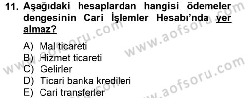 Uluslararası İktisat Politikası Dersi 2012 - 2013 Yılı (Final) Dönem Sonu Sınav Soruları 11. Soru