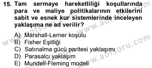 Uluslararası İktisat Politikası Dersi 2012 - 2013 Yılı (Final) Dönem Sonu Sınav Soruları 15. Soru