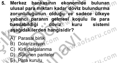 Uluslararası İktisat Politikası Dersi 2012 - 2013 Yılı (Final) Dönem Sonu Sınav Soruları 5. Soru