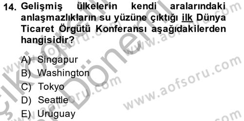 Uluslararası İktisat Politikası Dersi 2013 - 2014 Yılı (Vize) Ara Sınav Soruları 14. Soru