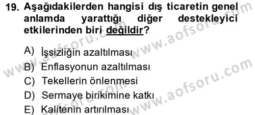 Uluslararası İktisat Politikası Dersi 2013 - 2014 Yılı (Vize) Ara Sınav Soruları 19. Soru