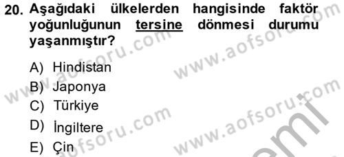 Uluslararası İktisat Politikası Dersi 2013 - 2014 Yılı (Vize) Ara Sınav Soruları 20. Soru
