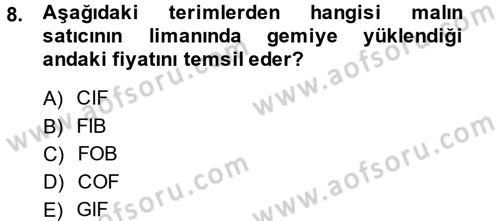 Uluslararası İktisat Politikası Dersi 2013 - 2014 Yılı (Vize) Ara Sınav Soruları 8. Soru